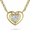 45 cm halskæde med hjertevedhæng i 14 karat guld og hvidguld 0,03 ct