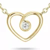 42 cm hjerte diamantvedhæng med halskæde i 14 karat guld 0,05 ct