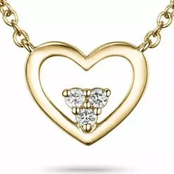 42 cm hjerte diamantvedhæng med halskæde i 14 karat guld 0,05 ct