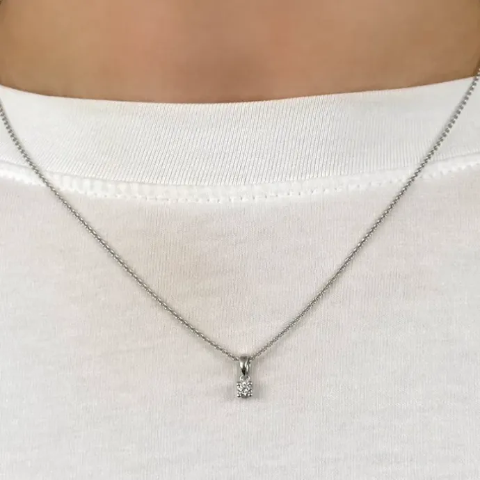 0,10 ct diamant solitairevedhæng i 14 karat hvidguld 0,10 ct