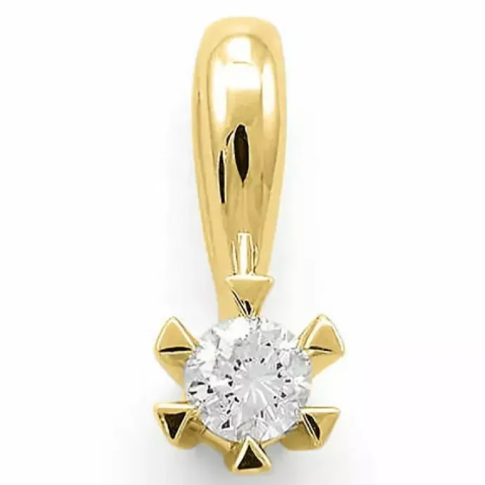 0,10 ct diamant solitairevedhæng i 14 karat guld 0,10 ct