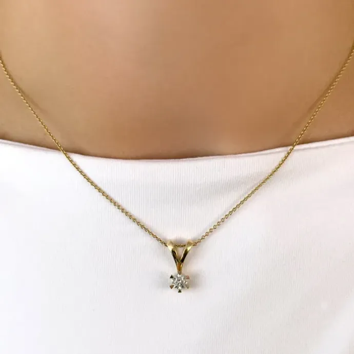 0,30 ct lab grown diamant solitairevedhæng i 14 karat guld 0,30 ct
