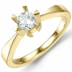 1,00 ct lab grown diamant solitairering i 14 karat guld 1,0 ct