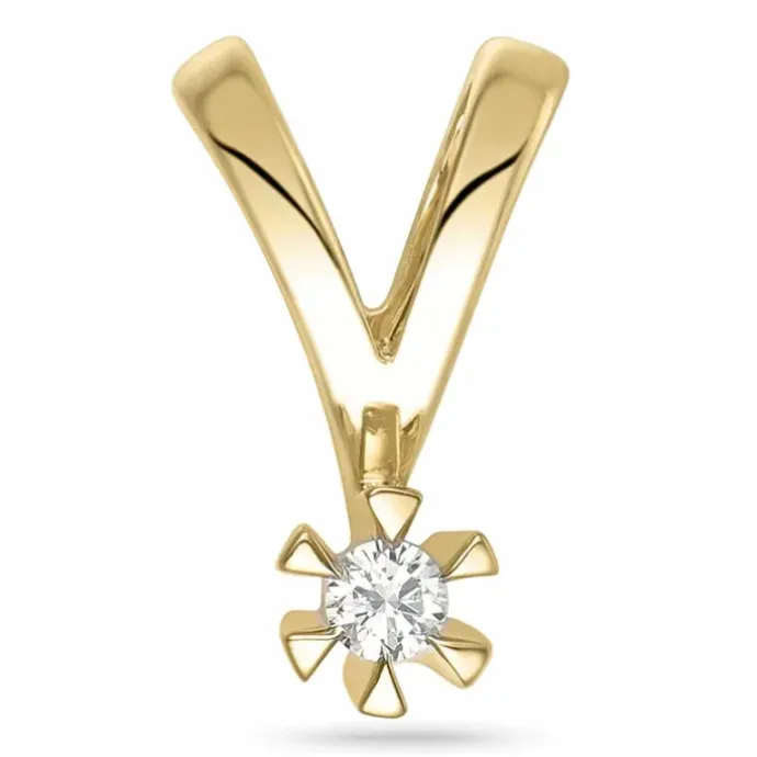 0,05 ct lab grown diamant vedhæng i 14 karat guld 0,05 ct