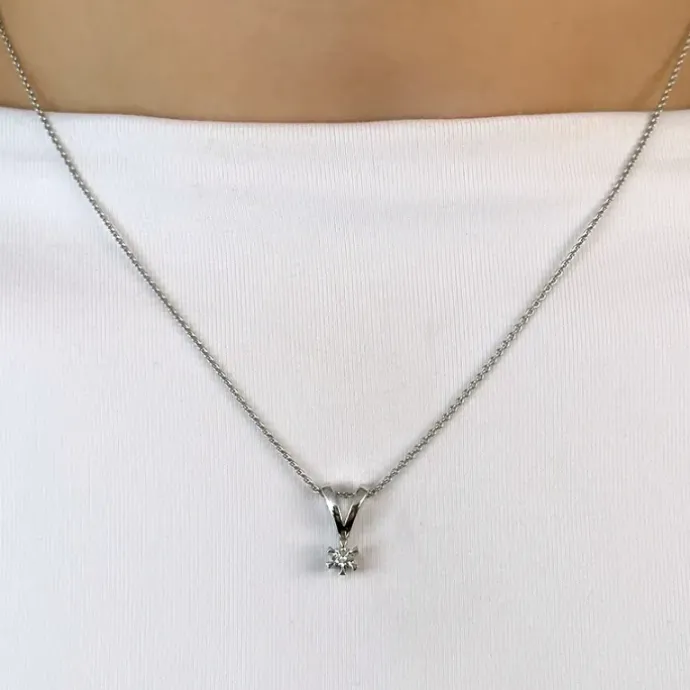0,10 ct lab grown diamant vedhæng i 14 karat hvidguld 0,10 ct