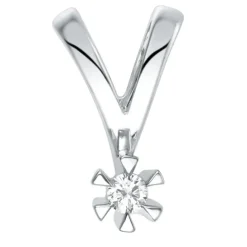 0,05 ct lab grown diamant vedhæng i 14 karat hvidguld 0,05 ct