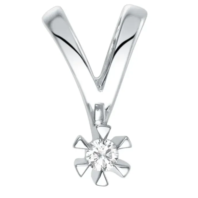 0,05 ct lab grown diamant vedhæng i 14 karat hvidguld 0,05 ct