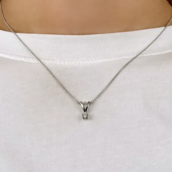 0,05 ct lab grown diamant vedhæng i 14 karat hvidguld 0,05 ct
