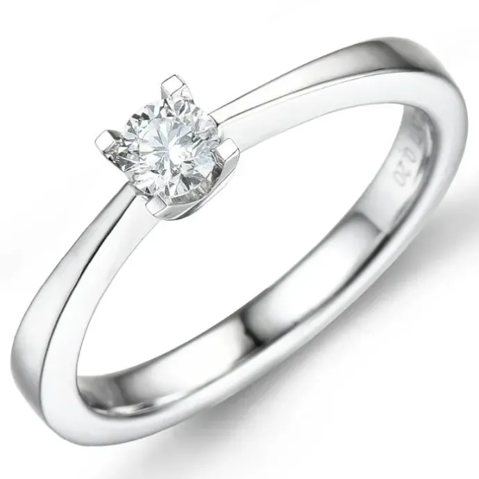 0,30 ct solitaire ring i 14 karat hvidguld