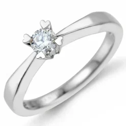 0,10 ct solitaire ring i 14 karat hvidguld