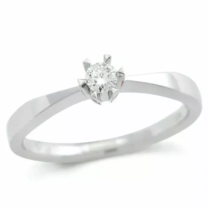 0,10 ct solitaire ring i 14 karat hvidguld