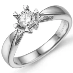 0,30 ct solitairering i 14 karat hvidguld