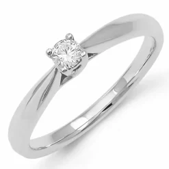 0,10 ct solitairering i 14 karat hvidguld
