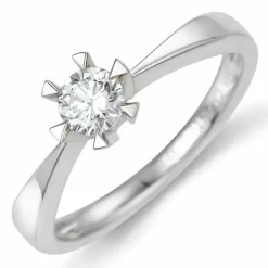 0,30 ct solitairering i 14 karat hvidguld