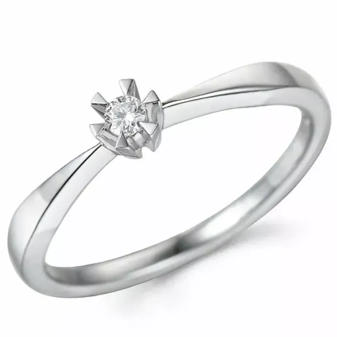 0,05 ct solitairering i 14 karat hvidguld