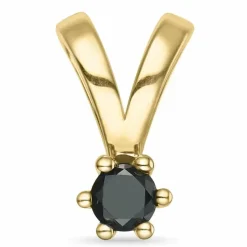 0,15 ct sort diamant solitairevedhæng i 14 karat guld 0,15 ct