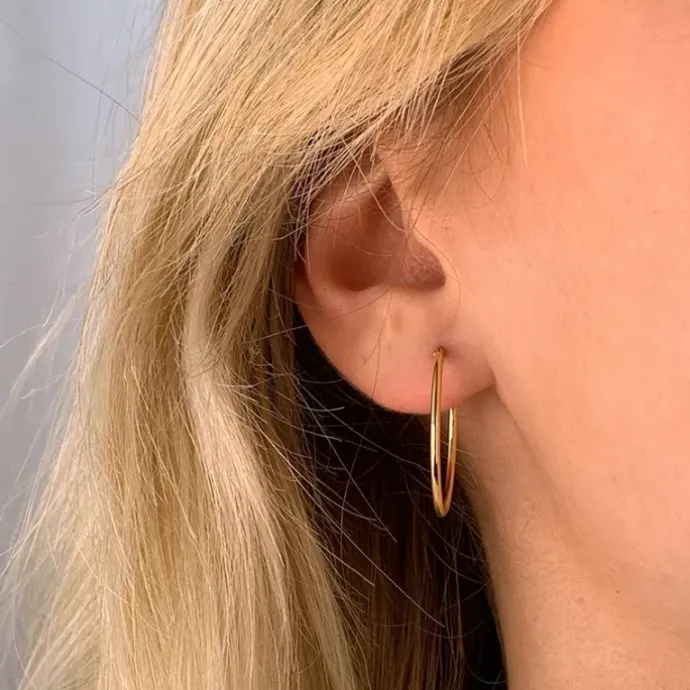 32 mm BNH creoler i 14 karat guld