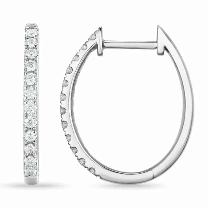 14 mm creoler i 14 karat hvidguld med diamant