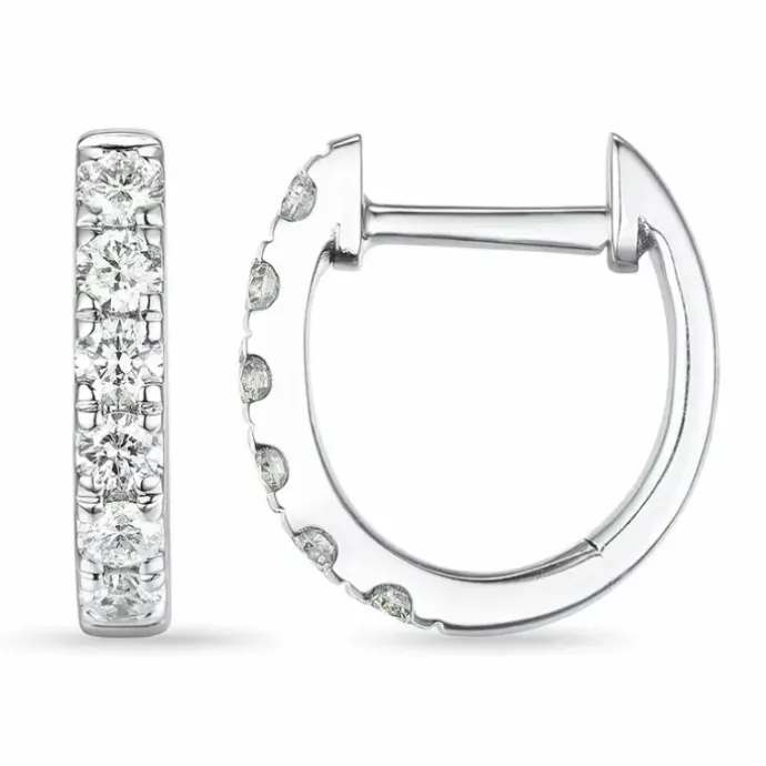 11 mm diamant creoler i 14 karat hvidguld med diamant