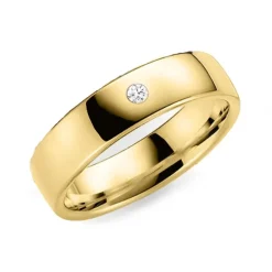 6 mm diamant vielsesring i 9 karat guld 0,03 ct