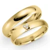 4 mm diamant vielsesringe i 14 karat guld 0,03 ct - sæt