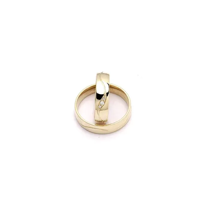 5 mm diamant vielsesringe i 14 karat guld 0,008 ct og 0,02 ct - sæt