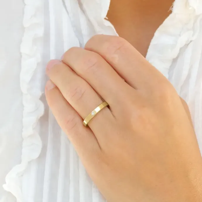 3 mm diamant vielsesringe i 14 karat guld - sæt