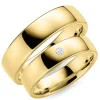 6 mm diamant vielsesringe i 9 karat guld - sæt