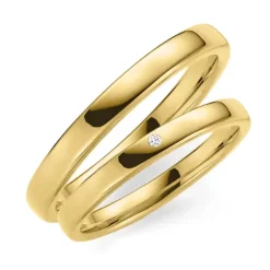 3 mm diamant vielsesringe i 9 karat guld 0,02 ct - sæt