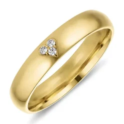 4 mm hjerte diamant vielsesring i 14 karat guld 0,01 ct