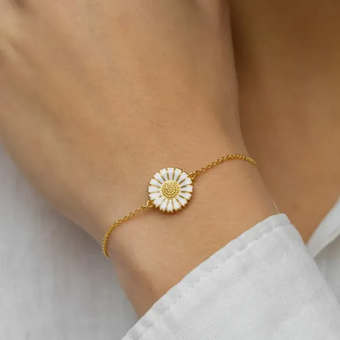 14 mm marguerit armbånd i forgyldt sølv - Marie