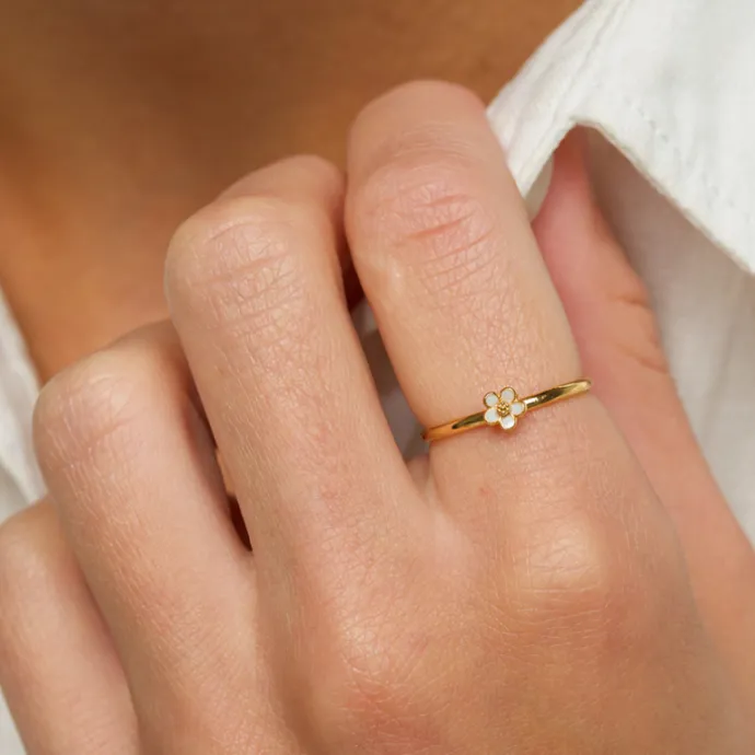 4,5 mm marguerit blå ring i forgyldt sølv - Majse