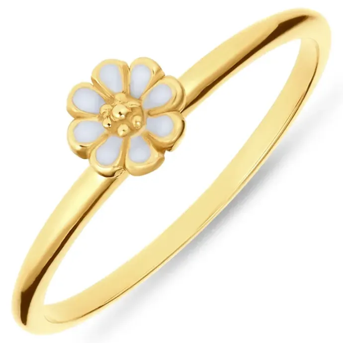 5 mm marguerit blå ring i forgyldt sølv - Maggie
