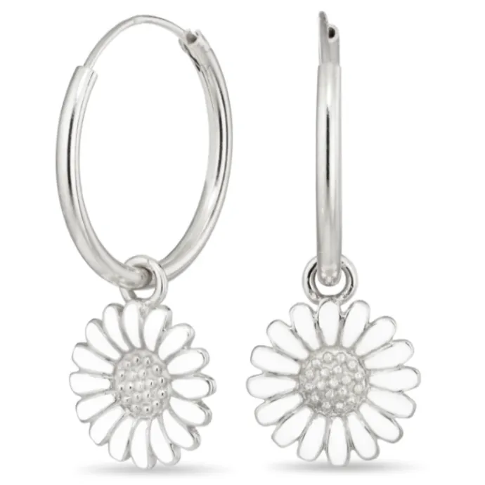 18 mm marguerit creoler i sølv - Matilda
