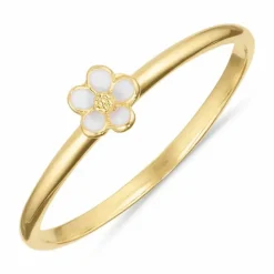 5 mm marguerit hvid ring i forgyldt sølv - Majse