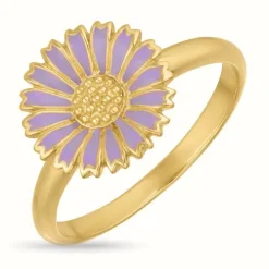 11 mm marguerit lilla ring i forgyldt sølv - Marie
