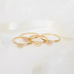 5 mm marguerit lilla ring i forgyldt sølv - Maggie