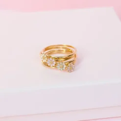 5 mm marguerit lilla ring i forgyldt sølv - Maggie