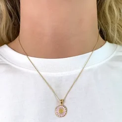 15 mm marguerit lilla vedhæng i forgyldt sølv - Marie