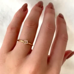 5 mm marguerit lyserød ring i forgyldt sølv - Majse