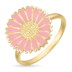 14 mm marguerit pink ring i forgyldt sølv - Marie