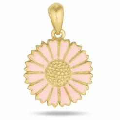 15 mm marguerit pink vedhæng i forgyldt sølv - Marie