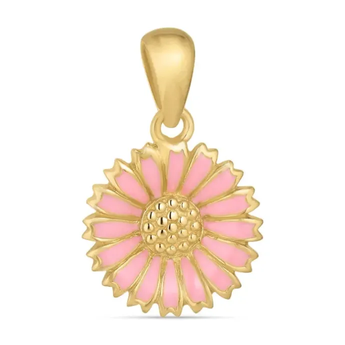 11,5 mm marguerit pink vedhæng i forgyldt sølv - Marie