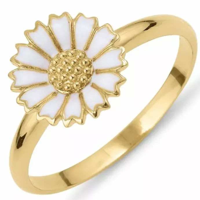 11 mm marguerit ring i forgyldt sølv - Marie