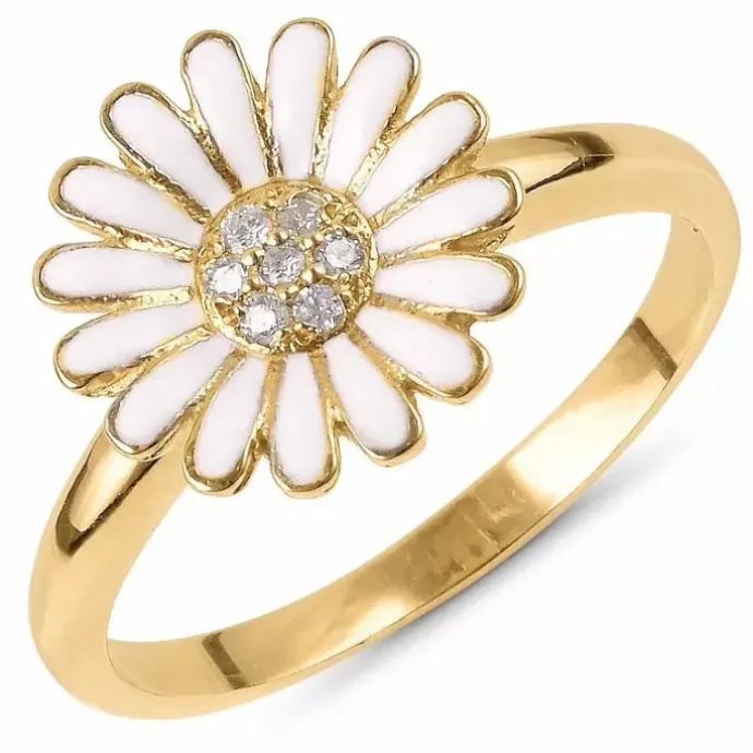 11 mm marguerit ring i forgyldt sølv - Matilda