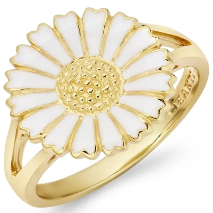 14 mm marguerit ring i forgyldt sølv - Marie