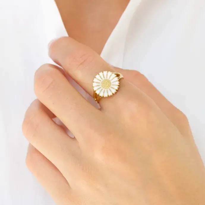14 mm marguerit ring i forgyldt sølv - Marie