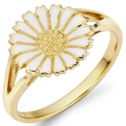 10 mm marguerit ring i forgyldt sølv - Marie