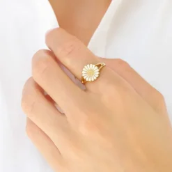10 mm marguerit ring i forgyldt sølv - Marie