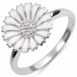 12 mm marguerit ring i rhodineret sølv - Marie